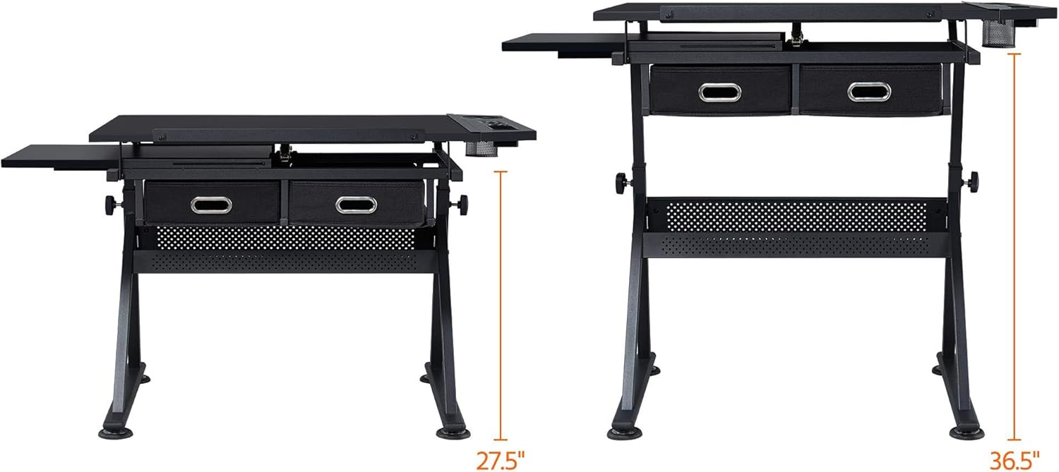 Topeakmart Drafting Table for Artists, Height Adjustable Drawing Draft Desk, Tiltable Tabletop, Art Craft Work Station with Extra Board for Diamond Painting Sewing Graphic Designere