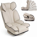 KOMFOTT 360° Swivel Floor Gaming Chair, Lazy Lounger Sofa with 6-Position Adjustable Backrest and Sponge Filling, Folding Floor Chair Lounge Chair for Reading, Relaxing, Gaming and TV Watching (Beige)