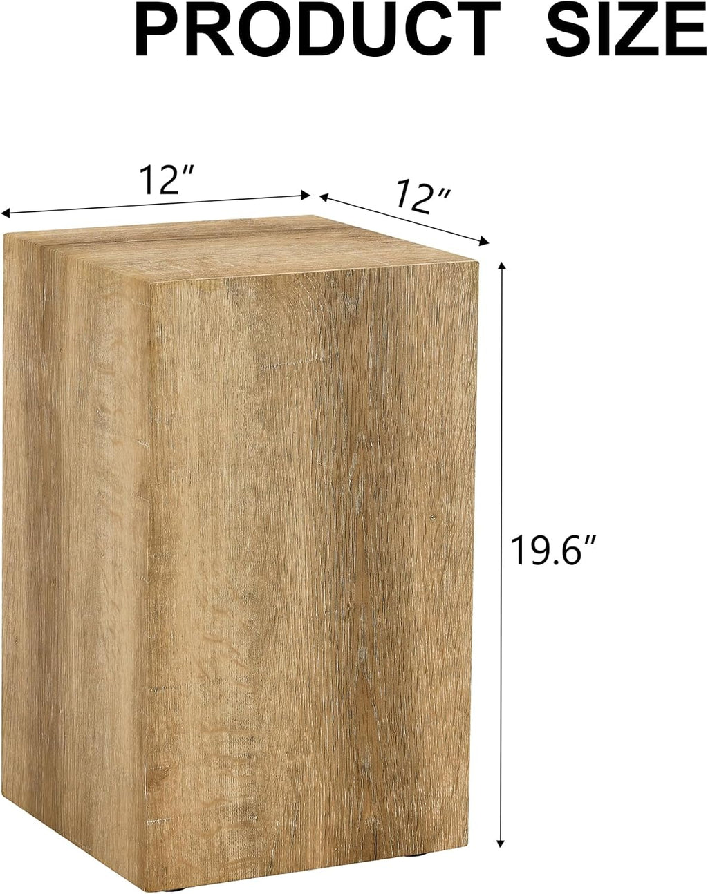 Natural Wood Marble Texture Side Table, MDF End Table, 11.8 x 11.8 x 19.6 Inch, Rectangular Living Room Accent