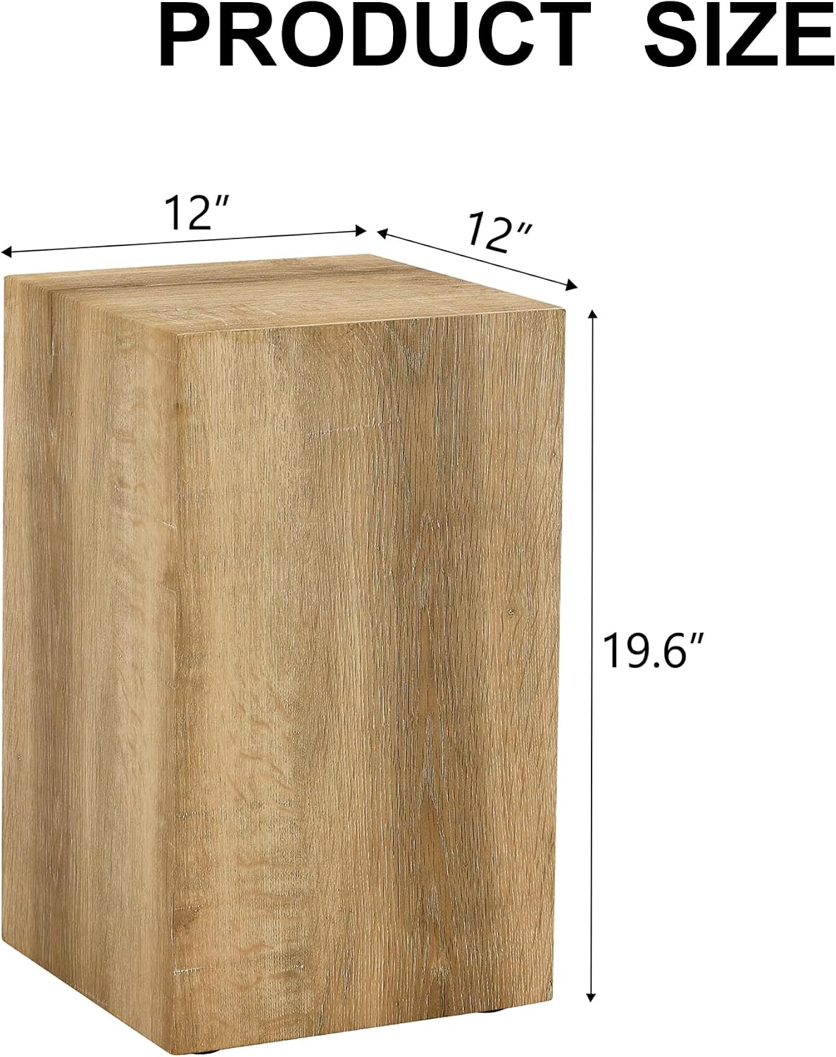 Natural Wood Marble Texture Side Table, MDF End Table, 11.8 x 11.8 x 19.6 Inch, Rectangular Living Room Accent