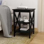Oxford Small Side Table Black, 15.75W x15.75D x24.02 H Square End Table with UV Lacquered Surface, High-Grade E1 MDF, X-Shaped Legs for Stability, Easy Assembly for Living Room Sofa Side