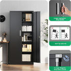 Metal Storage Cabinet with Locking Doors, 71" Tall Steel Locker Organizer with Adjustable Shelves, Garage Utility Cabinet for Home, Office, Shop, and School