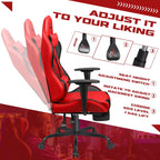 Furmax Office Chair Leather Desk Gaming Chair, High Back Ergonomic Adjustable Racing Chair,Task Swivel Executive Computer Chair Headrest and Lumbar Support (Red)