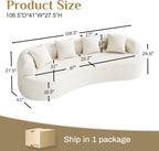 Oversized Sectional Sofa for Living Room, Modern Luxury Plush Chenille 4-Seater Extra Deep & Wide Seat Curved Cloud Couch with 4 Throw Pillows, No Assembly Needed, Cream White