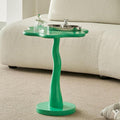 Flower Side Table with Round Base,Wooden Sofa Coffee Table for Living Room Bedroom Entryway(17″W×20″H, Green)