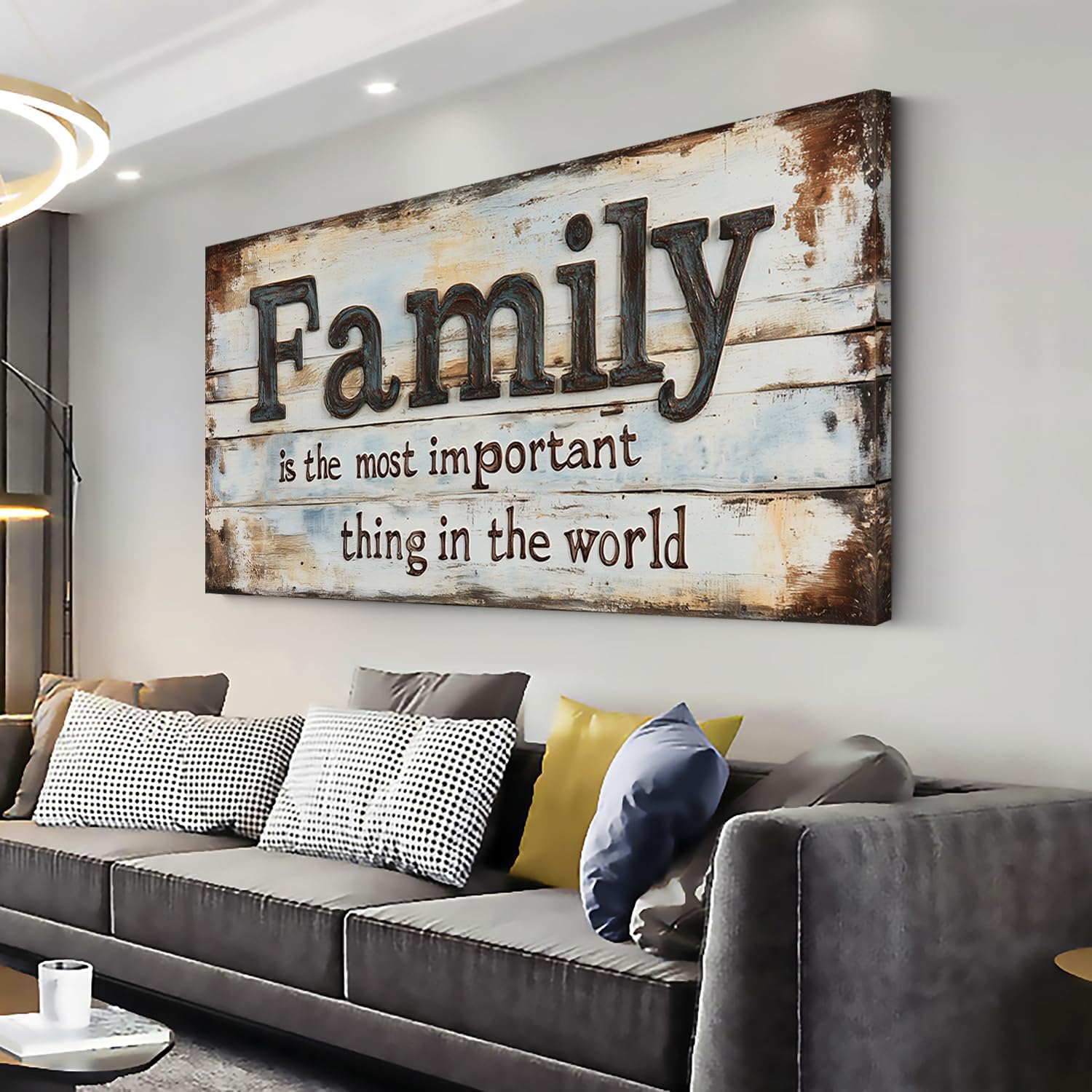 Ggaafet Retro Family Quotes Wall Art for Bedroom Canvas Painting Prints Family is the Most Important Thing in the World Rustic Farmhouse Art Deco Modern Artwork Office Kitchen Dining Room Decor