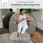 CordaRoy's Corduroy Bean Bag Pouf Footstool, Grey