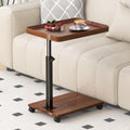 C Shaped Side Table with Wheels, Adjustable Height C Shaped End Table for Couch, 360°Swivel Side Tables that Slide Under, Rolling Small Coffee C Table End Table for Sofa/Bed/Bathtub (Brown)