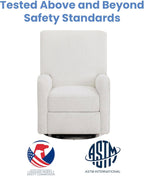 Delta Children Nest Nursery Swivel Recliner - Fabric is GREENGUARD Gold Certified and Oeko-TEX Standard 100 - Upholstered in a Unique Chenille Yarn for Blanket Like Softness, Oyster