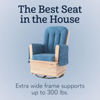 Foundations SafeRocker Glider Rocker with Steel Swivel - Baby Feeding and Rocking Chair for Nursery, Daycare Environment - Nursery Rocking Chairs with Wood Skirt Base - Blue Microfiber