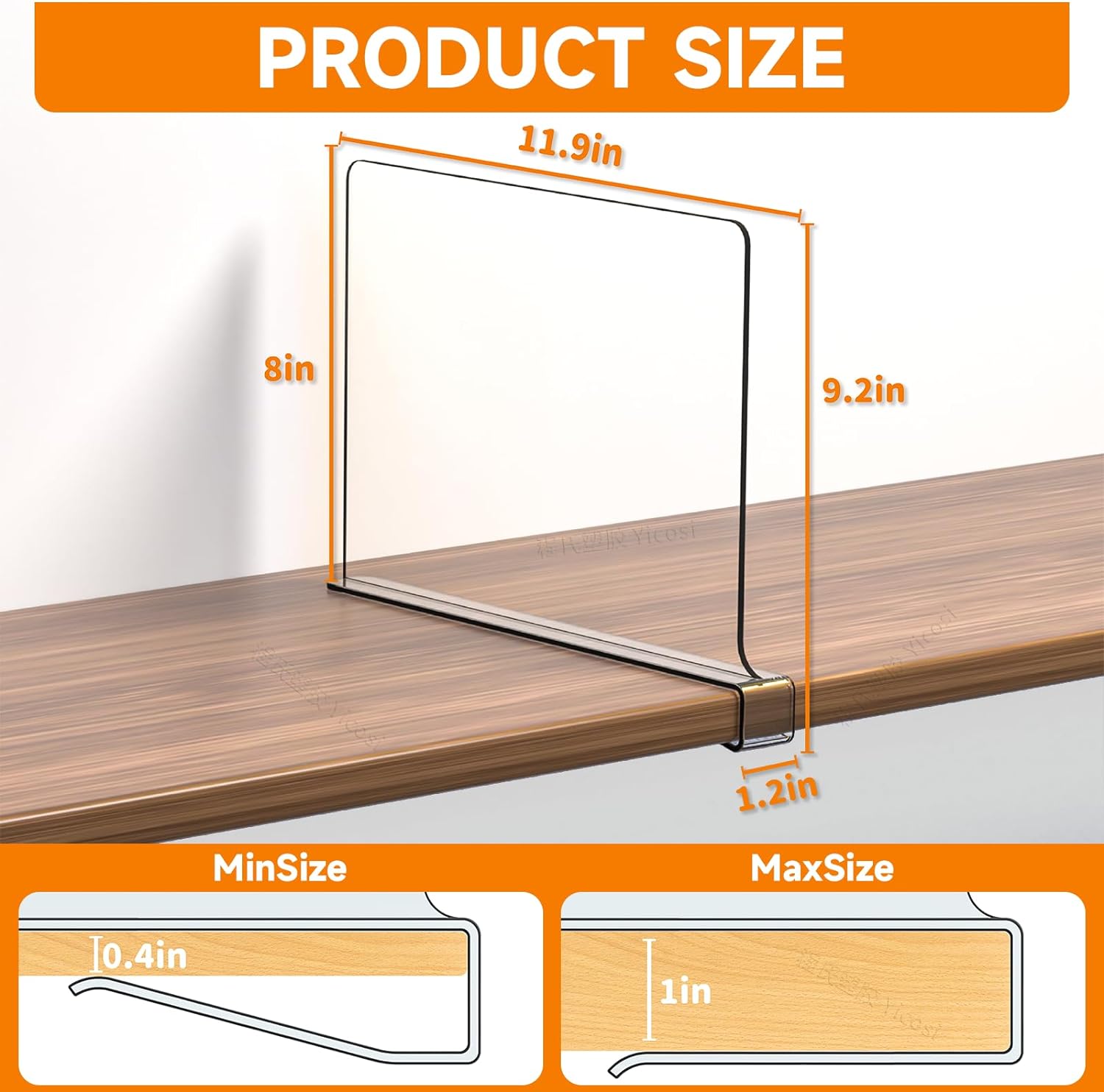 Clear Acrylic Shelf Dividers for Closet Organization - 4 Pack Closet Shelf Divider for Sweatshirt,Towel,Bag,Purse,Clothing,Sweater Organizer,Plastic Dividers and Separators for Shelves and Bedroom