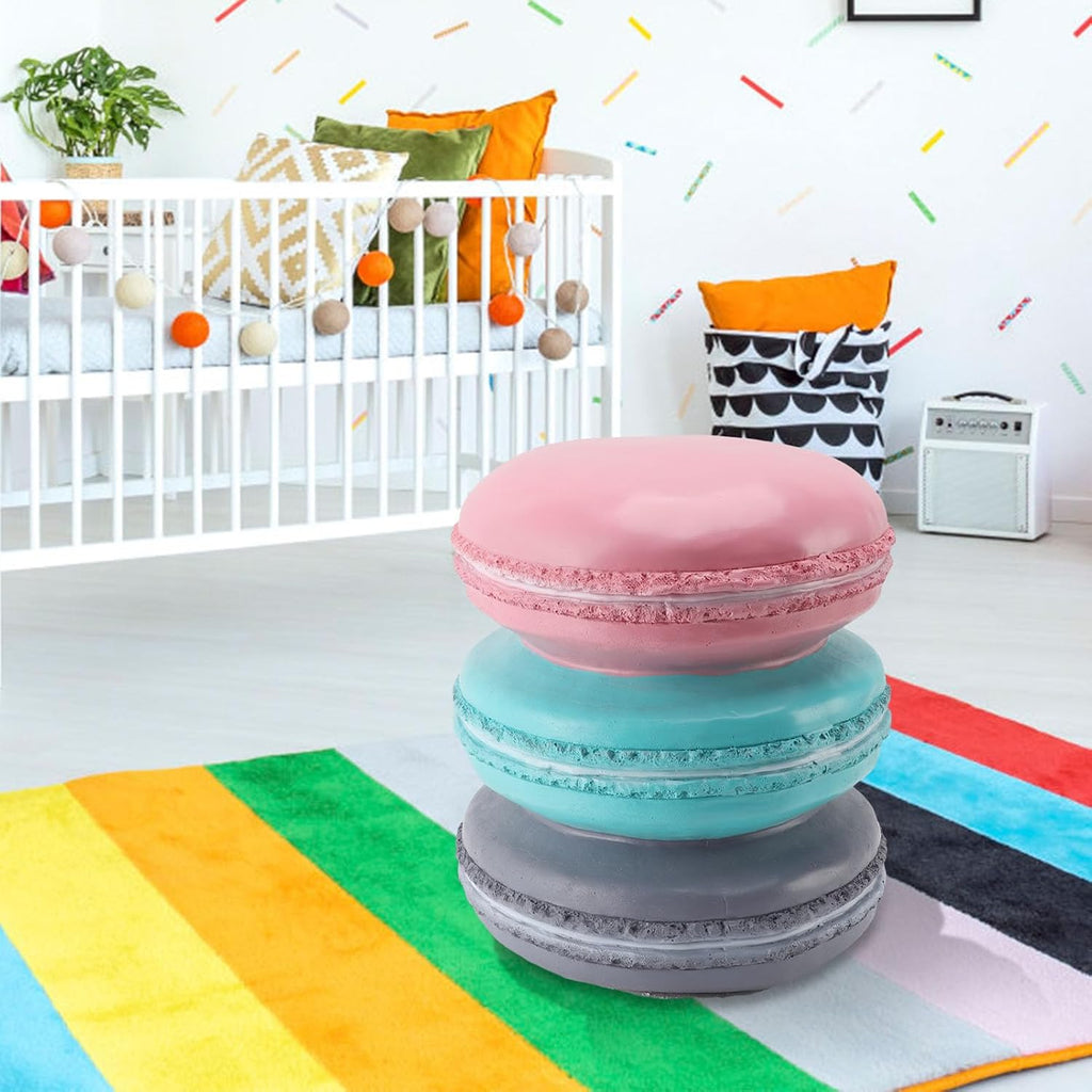 Foot Stool, Cute Shoe Change Stool Dount Shaped Funny Foot Stools Simulated Food Stools Small Ottoman for Living Room Bedroom Macaron Biscuits Shaped