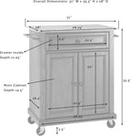 Crosley Furniture Compact Granite Top Small Rolling Cart with Shelves, Microwave Stand with Towel Rack, Mahogany