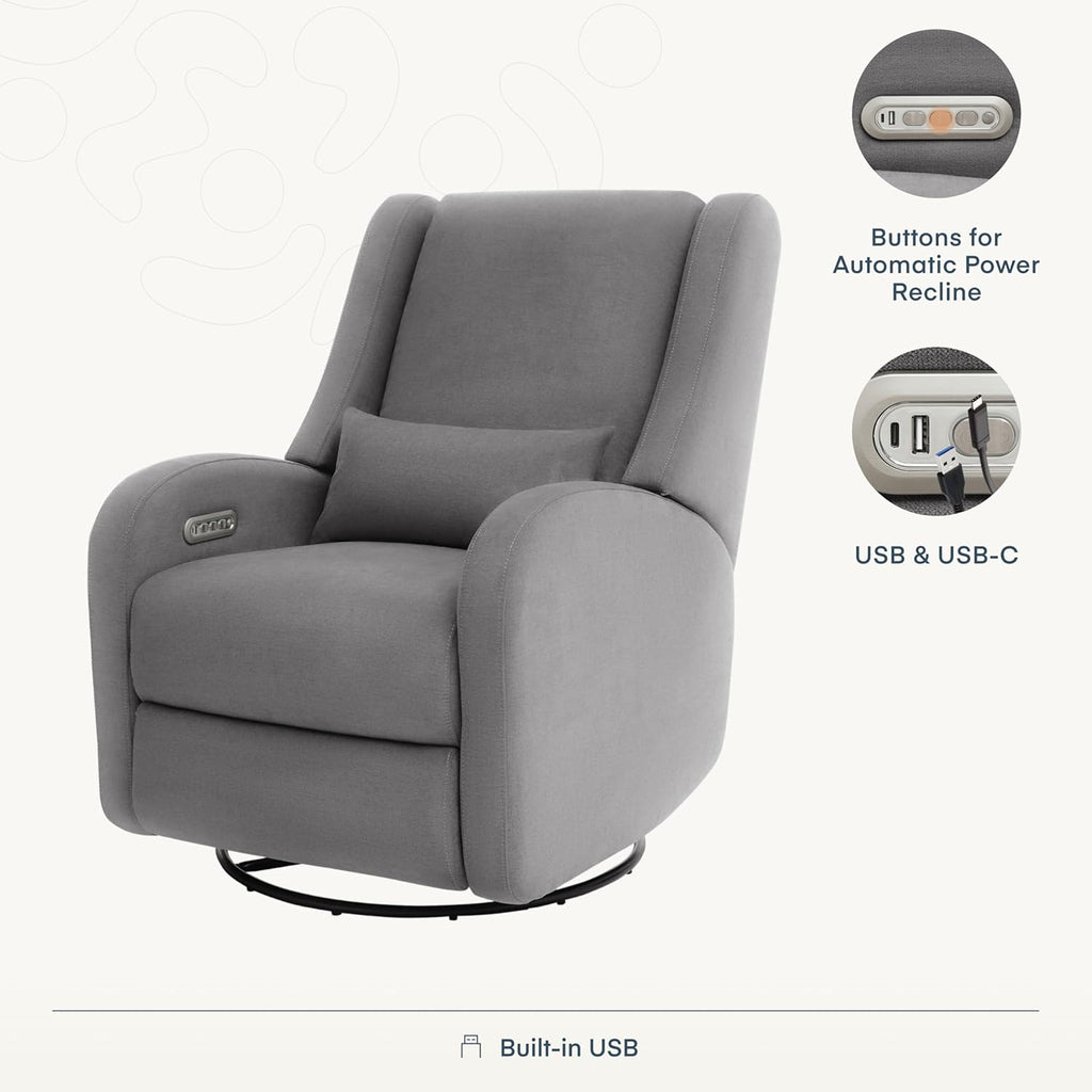 Nurture& The Wingback Plus – Premium Power Recliner for Nursery | Ergonomic, Stain-Resistant Glider Chair with USB, Lumbar & Head Support – Modern Baby Room Essential