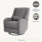 Nurture& The Wingback Plus – Premium Power Recliner for Nursery | Ergonomic, Stain-Resistant Glider Chair with USB, Lumbar & Head Support – Modern Baby Room Essential