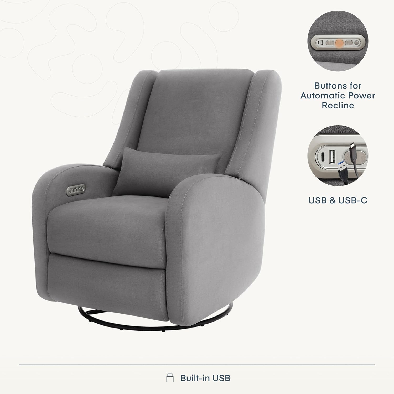 Nurture& The Wingback Plus – Premium Power Recliner for Nursery | Ergonomic, Stain-Resistant Glider Chair with USB, Lumbar & Head Support – Modern Baby Room Essential