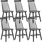 Black Dining Chair Set of 6, Windsor Wooden Dining Chairs Set of 6, Spindle Back Dining Chairs, Wood Dining Room Chair Spindle Side Country Farmhouse Chairs for Kitchen and Dining Room, Black