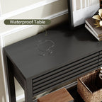 EAG 40" Fluted Console Table with 2 Drawers, Modern Wood 2 Tier Entryway Table with Storage Shelf, Narrow Sofa Tables Behind Couch for Entrance Foyer, Hallway, Living Room, Black