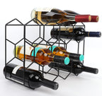 Black Countertop Wine Rack 14 Bottles, Geometric Stainless Steel Wine Bottle Holder,3 Tier Wine Racks for Cabinet Pantry Bar Table No Assembly Required