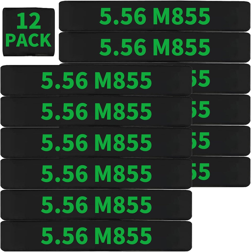 12 Pack Miaozhun 5.56 M855 Magazine Marking Bands 5.56 Caliber Identification (Black-Green)