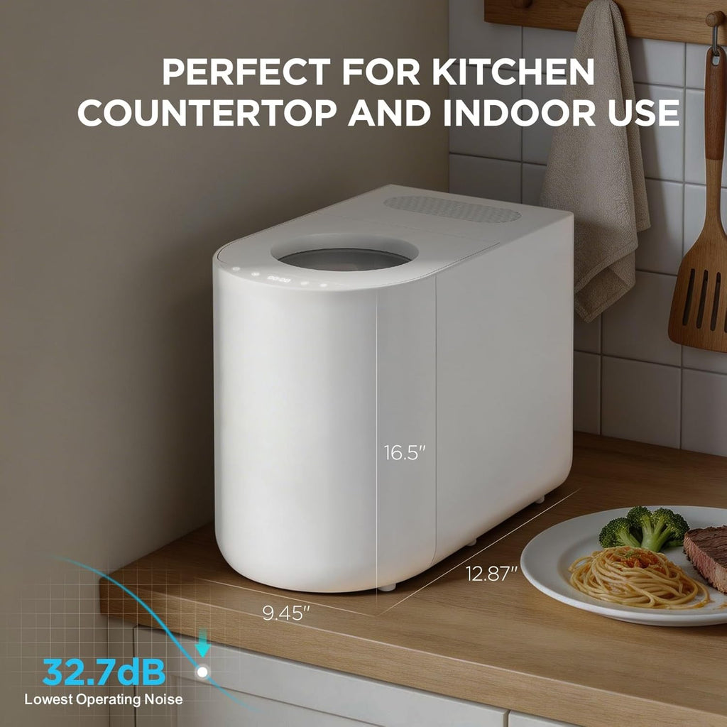 5L Electric Kitchen Composter for Countertop, Smart Indoor Compost Bin with Visible Window, Humidity Sensor, LED Display, Odor Control & Auto-Cleaning, Turns Food Waste into Dry Pre-Compost