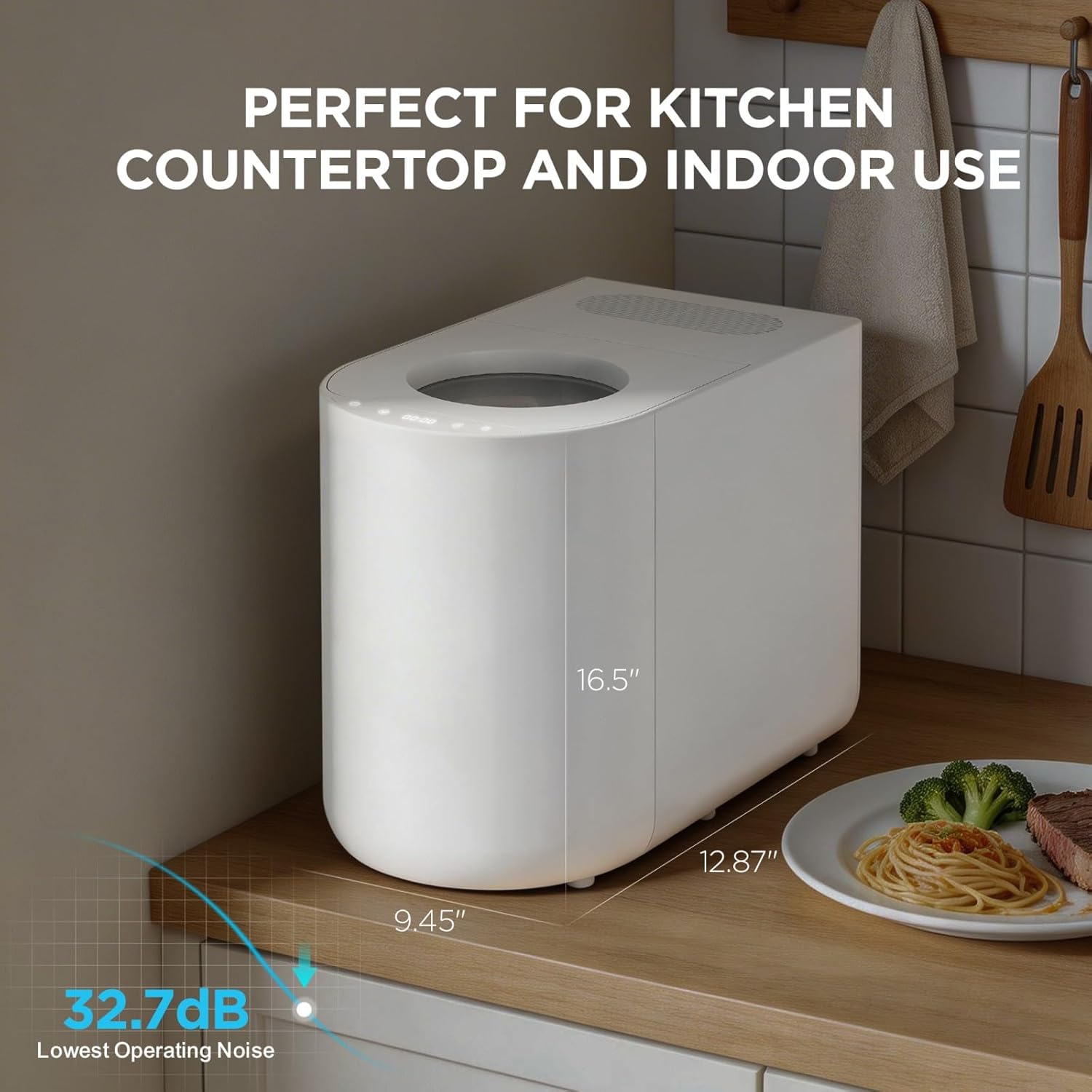 5L Electric Kitchen Composter for Countertop, Smart Indoor Compost Bin with Visible Window, Humidity Sensor, LED Display, Odor Control & Auto-Cleaning, Turns Food Waste into Dry Pre-Compost