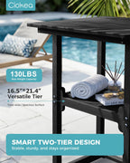 Ciokea 28" Outdoor Bar Table with Storage Shelf, Square High Top Bar Table, Ideal Bar Height Table for Outrdoor Bar, Dining, Balcony, Patio, Garden, Yard, Poolside, Black