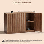 Fluted Sideboard Buffet Cabinet with Storage, 78.7" Wide Mid Century Modern Accent Cabinet with Adjustable Shelves, Wood Modular Credenza Storage Cabinet for Living Room, Entryway