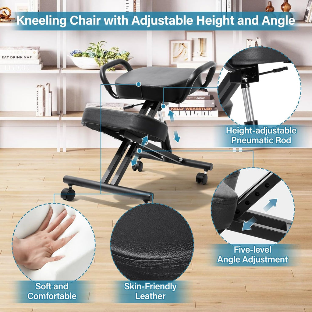 Ergonomic Kneeling Chair with Back Support, Office Kneeling Chair with Adjustable Height and Lumbar Support, Suitable for Banks, Conference Rooms, Offices, and Home Reception(Without Backrest)