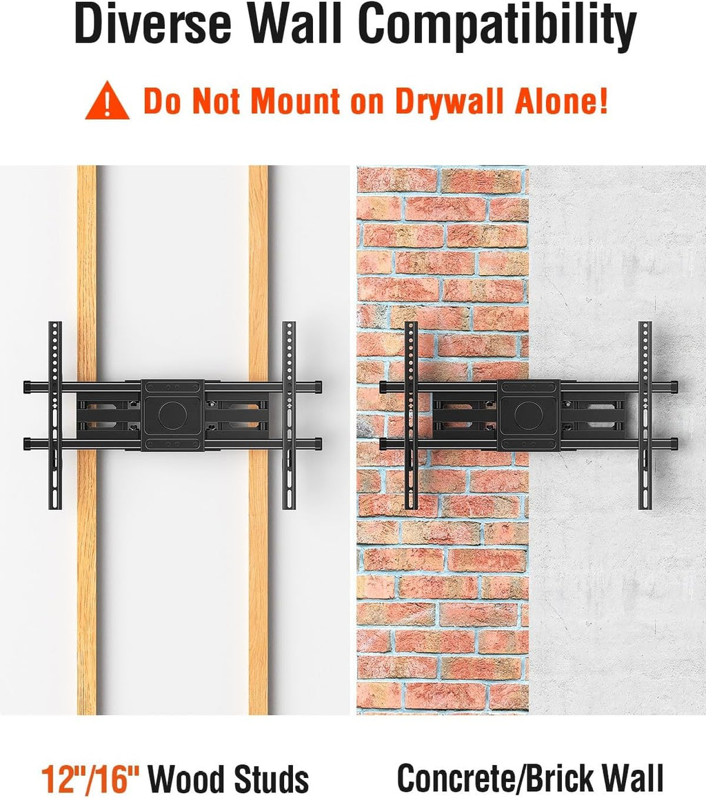 ELIVED TV Wall Mount for Most 42-82" Flat Curved TVs, Heavy Duty TV Mount with Articulating 6 Arms Hold up to 110 lbs, Full Motion Bracket Swivel, Tilt, Easy Install Fits 16" Studs, Max VESA 600x400mm