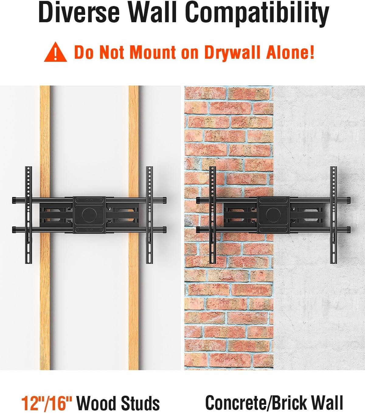 ELIVED TV Wall Mount for Most 42-82" Flat Curved TVs, Heavy Duty TV Mount with Articulating 6 Arms Hold up to 110 lbs, Full Motion Bracket Swivel, Tilt, Easy Install Fits 16" Studs, Max VESA 600x400mm