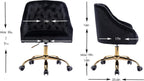Comfy Home Office Task Chair with Wheels, Cute Modern Upholstered Velvet Seashell Back Adjustable Swivel Vanity Desk Chair, for Women, for Kids, for Girls, Living Room, Bedroom (Black)