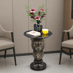 Bronze Leopard Side Table - End Table with Faux Marble Top Unique Leopard Statue Decor for Living Room Bedroom Entryway Elegant Animal Sculpture Gothic Home Decor