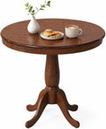 POWERSTONE Round Dining Table for 4, 32" Wood Counter Height Dinner Table Modern Farmhouse Kitchen Table with Pedestal Base for Dining Room, Living Room, Restaurant(Walnut)