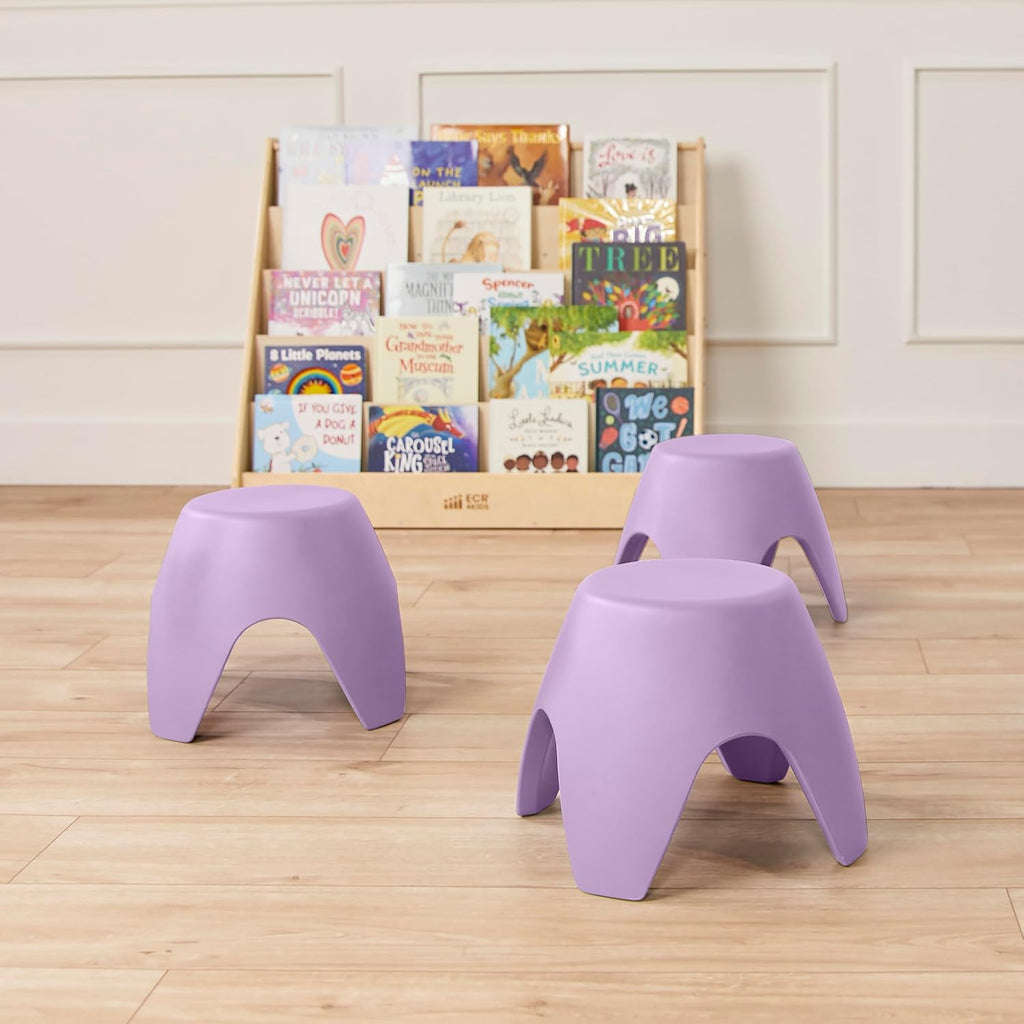 ECR4Kids Ayana Stackable Plastic Stool Seating Set, Children's Furniture, Light Purple, 4-Pack