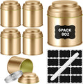 TRISCO 6PCS Tea Tin with Airtight Double Lids for Loose Leaf Tea Storage | 8 Fl Oz Capacity,Kitchen Small Tin Can Tea Canisters,for Loose Tea Coffee Sugar Candy Spices,Holiday Gift,Gold