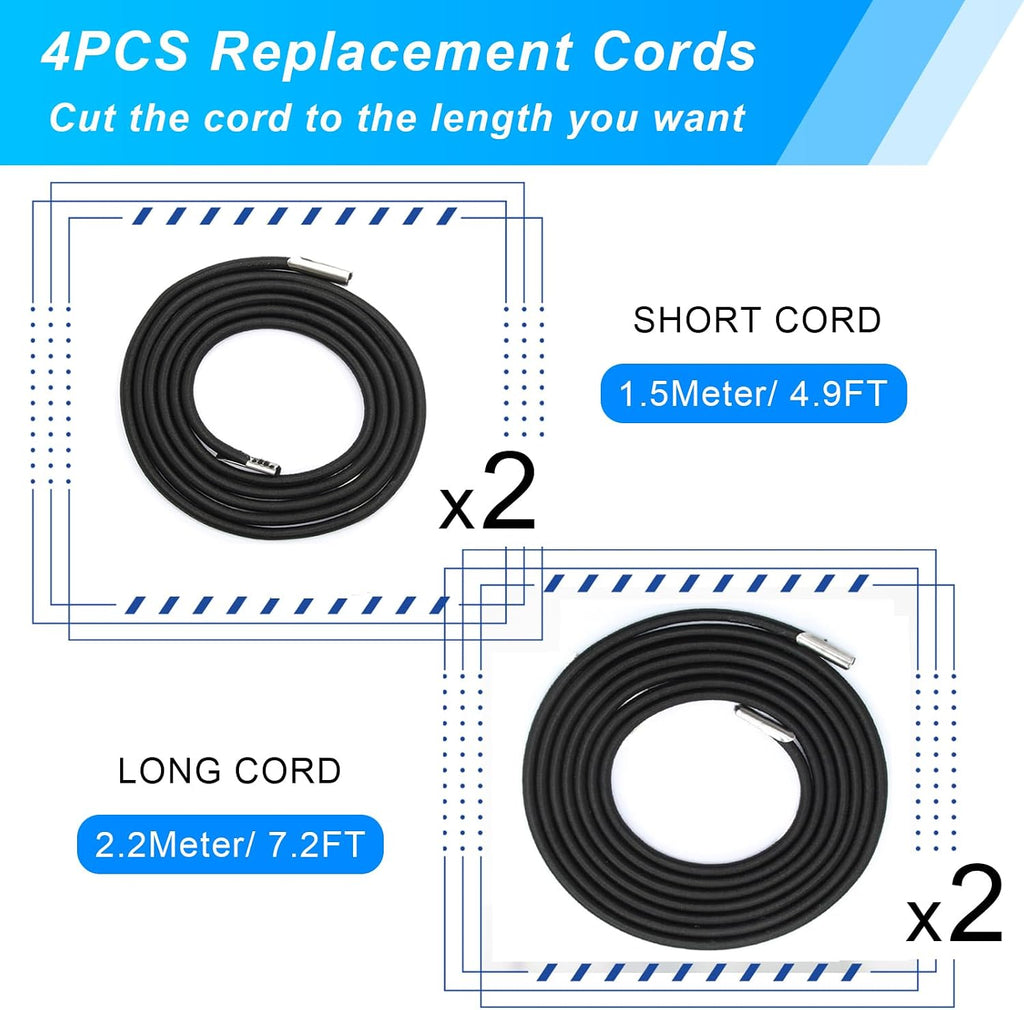 COITEK 4PCS Replacement Cord for Zero Gravity Chair, Universal Elastic Repair Cord for Recliners Replacement Laces Rope for Lounge, Bungee Beach Chair (Black)