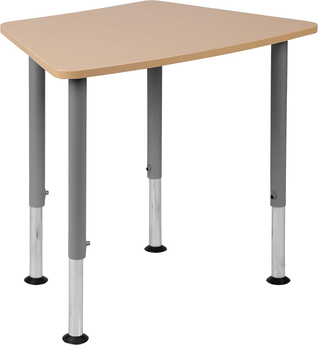 Flash Furniture Billie Hex Natural Collaborative Student Desk (Adjustable from 22.3" to 34") - Home and Classroom