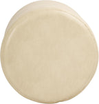 HomePop Upholstered Faux Leather Round Ottoman (No Lid, Seat Only) | HomePop Home Décor | Round Pouf Foot Rest – Cream Faux Leather