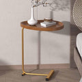 Oval Side Table, MDF Tabletop & Sturdy L-Shaped Metal Legs, Compact Sofa Side Storage Table for Living Room Bedroom(B)