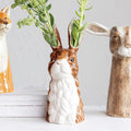 Creative Co-Op Hand-Painted Decorative Stoneware Rabbit Vase, Brown and White