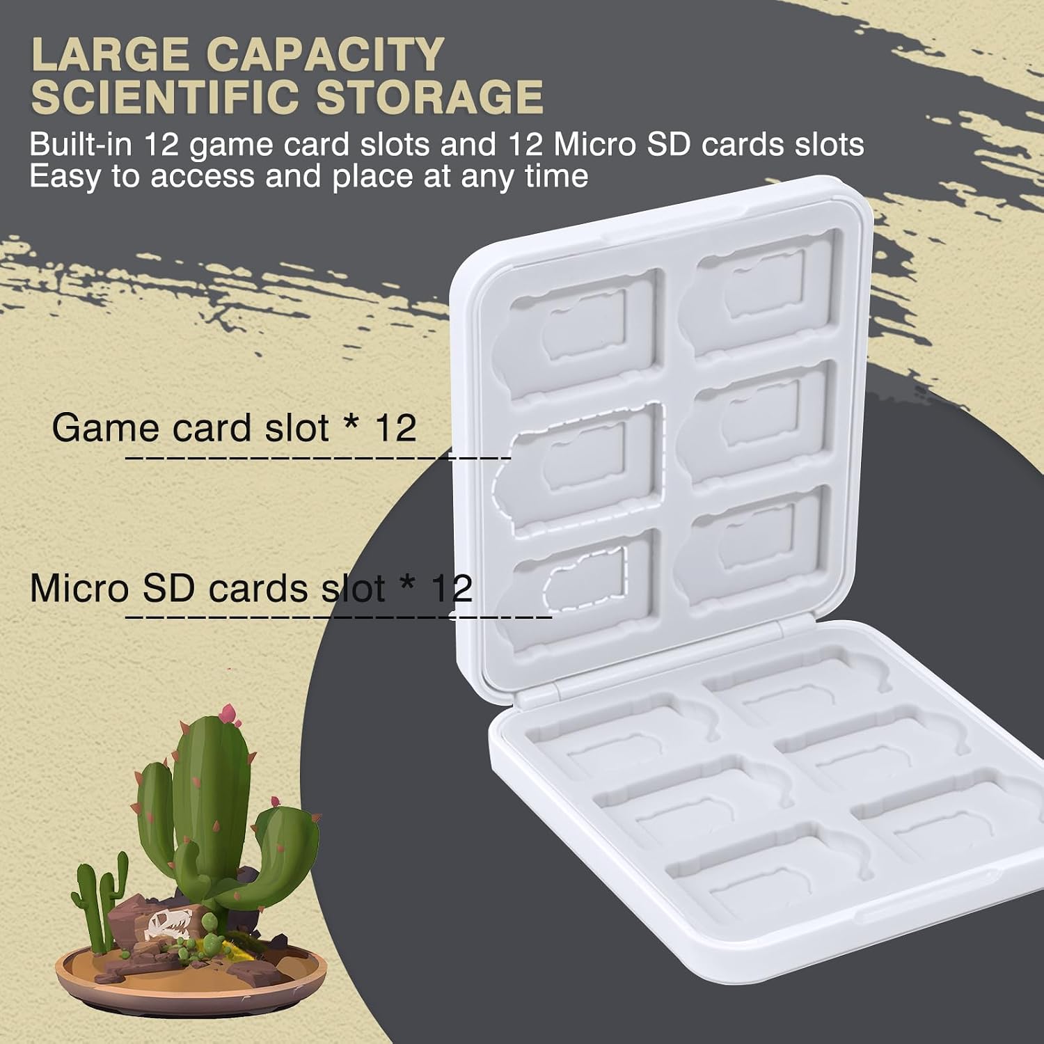 DLseego Game Card Case for Switch Lite/Switch/Switch OLED, Gold Kingdom Medallion Design Switch Game Cartridge Memory Card Portable Storage with 12 Game Card Slots and 12 Micro SD Card Slots-White