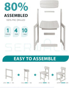 SERWALL Outdoor Bar Stools Set of 2, All Weather HDPE 25" Counter Height Bar Stools with Back, Outdoor Armless Barstools for Patio, Garden, Backyard, Balcony, Poolside, White