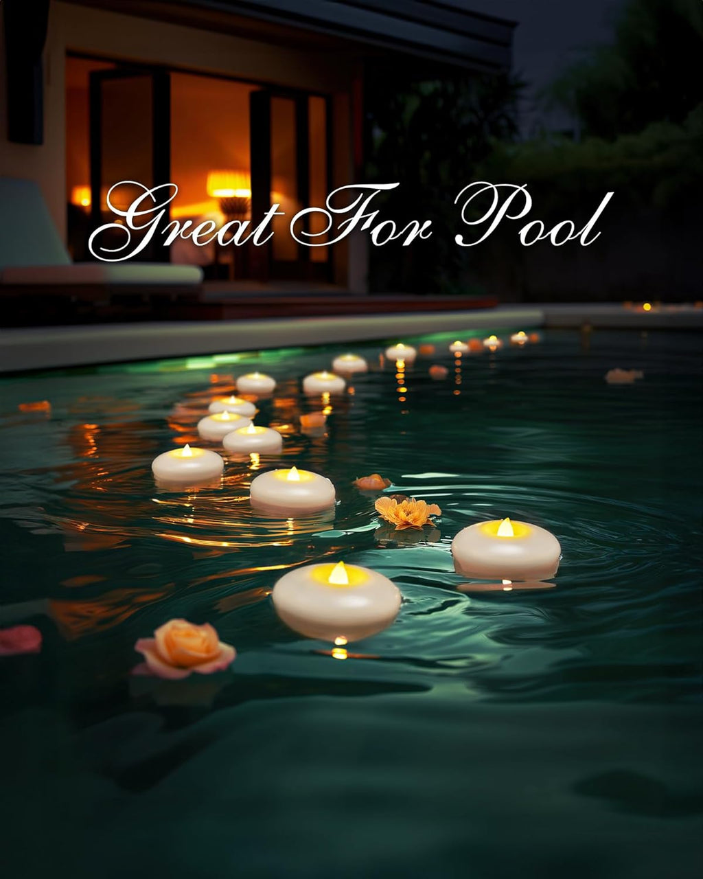 Homemory 24 Pack 3” Flameless Led Floating Candles, 200 Hour White Battery Operate Waterproof Tealights for Cylinder Vases, Centerpieces at Wedding Decor, Party, Pool