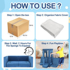 12pcs Modular Kids Play Couch,Kids Couch Building Fort Toddler Modular Sectional Sofa,DIY Creativing Convertible Foam Play Couch for Playroom Bedroom Furniture(Dark Blue,12PACK)