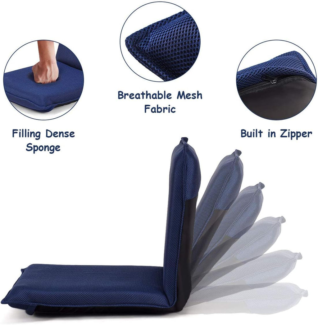 Giantex Adjustable Mesh Floor Sofa Chair, 6-Position Multi-Angle Padded Floor Chair, Cushioned Back Support Versatile, Video Game Chairs for Meditation Seminars Reading TV Watching or Gaming