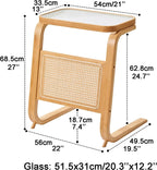 Side Table with Glass Top Over The Robot Storage Shelf C-Shaped End Table Sweeping Robot Storage Rack for Home Lightweight