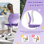 LUARANE Kids Desk Chair, Adjustable Swivel Chair for Children, Armless Mesh Task Study Chair with Lumbar Support, Adjustable Height, Universal Wheels, Rolling Computer Chair for Bedroom, Office