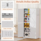 Steel Kitchen Pantry Cabinet with Barn Doors and Adjustable Shelves, Metal Farmhouse Storage Cabinets for Living Room, Bathroom, Kitchen Storage