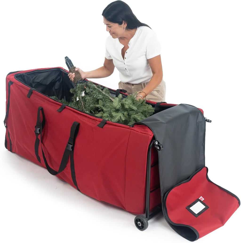 Santa's Bags [XXL Rolling Duffle Bag Tree Storage] - 12 Ft Christmas Tree Storage Bag with Wheels | Heavy Duty Dolly-Style Frame | Expandable Top to Fit Large Artificial Trees